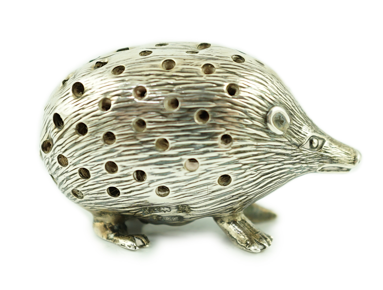 An Edwardian novelty silver pin cushion, modelled as a hedgehog, Levi & Salaman